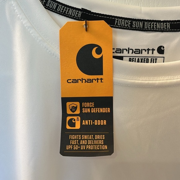 🆕Carhartt Men’s Shirt Force Sun Defender Short Sleeve UPF 50 Relaxed Fit White M - Picture 4 of 11